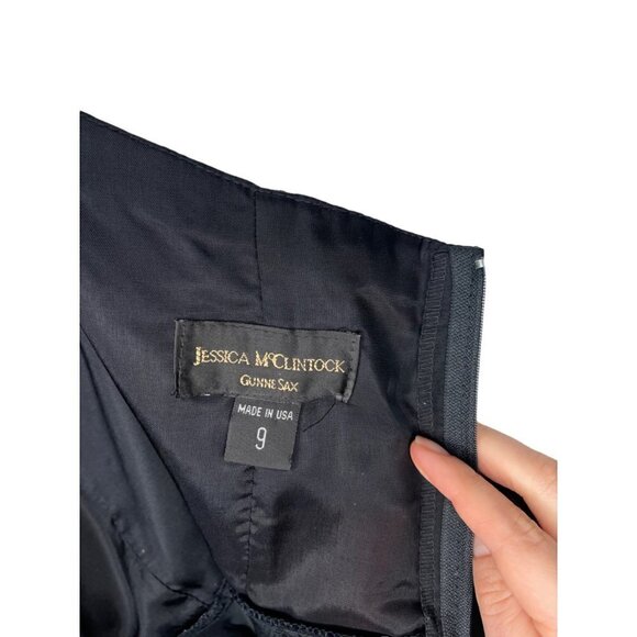 Vintage Gunne Sax Jessica McClintock Size 9 Black Short Strapless Fit and Flare - Picture 5 of 11